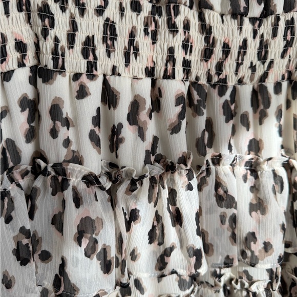 Express Leopard Print Ruffle Dress - Picture 2 of 5